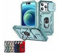 Magnetic Car Finger Ring 3-in-1 Phone Case for iPhone 14/13 Pro Max, Camera Cover Phone Case with Rotation Ring Stand (Green,For iPhone 13 Pro)