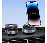 Magnetic Car Phone Holder With Suction Cup, Powerful Magnets 360° Rotation, Portable Car Dashboard And Glass For Mobile Phones Over 4.7 Inches