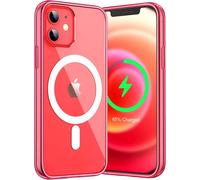 Magnetic Case For Iphone 12 Mini 5.4 Inch Compatible With Magsafe Wireless Charging, Shockproof Phone Case Cover, Transparent Anti-Scratch Back (Red)