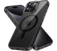 Magnetic Case For Iphone 15 Pro Max 6.7 Inch Compatible With Magsafe Wireless Charging, Shockproof Case, Anti-Scratch Transparent Back (Black)