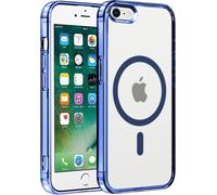 Magnetic Case For Iphone 8/7/Se 2022/Se 2020 4.7 Inch, Compatible With Magsafe Wireless Charging, Transparent Hard Pc Case + Tpu Bumper Shockproof Anti-Scratch Protection Cover, Blue