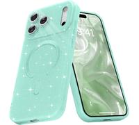 Magnetic Case For Iphone New Pro Shiny Glitter Case Compatible With Magsafe Wireless Charging Shockproof Protective Case For Camera Glitter Soft Silicone,Green 2