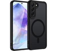 Magnetic Case For Samsung Galaxy S22 5g Compatible With Magsafe, Translucent Matte Back Case, Slim Shockproof Military Protection Hard Pc Cover, Anti-Scratch Back+Tpu Bumper, Black