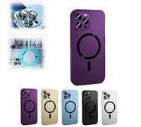 Magnetic Charging Aluminium Metal Bumper Matte Case Cover for Iphone, for Iphone 14/13/12, Supports Wireless Charging, Phone Case with The Origin of Built-in 36 Magnets (Purple,for iPhone 14pro)