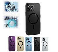 Magnetic Charging Aluminium Metal Bumper Matte Case Cover for Iphone, for Iphone 14/13/12, Supports Wireless Charging, Phone Case with The Origin of Built-in 36 Magnets (Black,for iPhone 13)