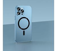 Magnetic Charging Aluminium Metal Bumper Matte Case Cover for iPhone, Metal Frame Magnetic Charging Phone Case for iPhone 14/13/12 Pro Max (Blue,for iPhone 14 Plus)