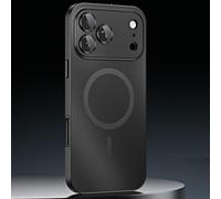 Magnetic Charging Bumper Matte Shell for iPhone 17 Pro Max, Magnetic Aluminum Metal Frame Snap-on Case with Lens Protector (Black,15 Pro Max)