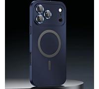 Magnetic Charging Bumper Matte Shell for iPhone 17 Pro Max, Magnetic Aluminum Metal Frame Snap-on Case with Lens Protector (Blue,15 Pro Max)