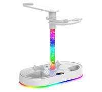 Magnetic Charging Stand for PS5 VR2 Controller Charging Stand with RGB Lights and Storage for Eye Mask and Headphones
