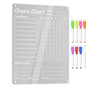 Magnetic Chore Chart Board, Clear Checklist Planner, Reusable Task Organizer with 8 Markers, Large Dry Erase Schedule Board for Family Kitchen Refrigerator Daily Routine for Kids Teens Adults