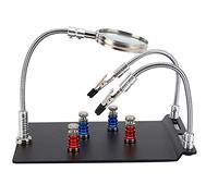 Magnetic Circuit PCB Clamp Board Holder with x3 Magnifier, Wireless Soldering Support Frame for Motherboard Repairs, Adjustable Steel Fixture for 0.2-2mm Boards