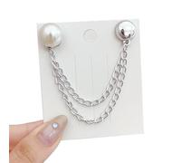 Magnetic Clothing Clips, Silver, White Metal Button Clips Chain for Daily Commuting Travel, Decorative Clothespin Accessories with Strong Hold, Fashion Magnet for Girls Teens Trouser Hijab Hat Sleeve