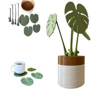 Magnetic Creative Green Leaf Drink Coasters,Monstera Coaster Set 3D Printed,Non Slip Anti Stain Heat Resistant Durable Reusable Drink Coasters,Coffee Table Turtle Leaf Cup Coaster Set (1 PCS)