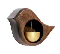 Magnetic Door Chime - Wooden Bird Entrance Alert | 7.5cm Brass Bell for Storefronts and Home Decor, Elegant Wind Chime Ornament for Refrigerator and Metal Doors, Handcrafted Door Alarm