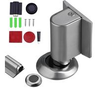 Magnetic Door Stopper, Upgrade Magnetics Doors Stoppers for Bottom, No Drill Installation Invisible Design, Wall and Floor Protection, Universal Fit for Interior Doors and Home Use (Silver 1)