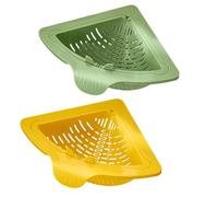 Magnetic Drainage & Filter Basket, Punch-Free Triangular Sink Strainer with Twist-Open Bottom, Strong Magnetic Fix, Food Scraps Catcher for Washing Fruits & Vegetables (Yellow+Green)
