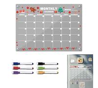 Magnetic Dry Erase Board - Acrylic Monthly Calendar, 1 Writable Whiteboard for Dorm Organization, Clear Planner with 6 Marker Pens, Task Tracker, Refrigerator Board for Kitchen and Classroom