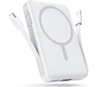 Magnetic External Battery 10,000 Mah, Power Bank With 2 Fast Charger Cables Pd 20 W, Portable Led Screen Wireless Battery For Iphone 16/15/14/13/12/Pro/Max/Plus/Mini ¿ White