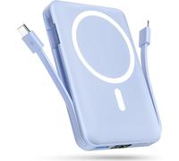 Magnetic External Battery 10000 Mah, Power Bank With 2 Fast Charger Cables Pd 20w, Portable Wireless Led Screen Mag-Safe Battery For Iphone 16/15/14/13/12/Pro/Max/Plus/Mini ¿ Light Blue
