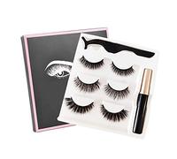 Magnetic Eyeliner Kit De 3pcs Cils Magnétiques,Réutilisables 5 Aimants sans Colle Faux cils Naturels à la Main Ultra Minces,Imperméable Eye-Liner Liquides Effet Elégant,Avec Une Pince à Épiler