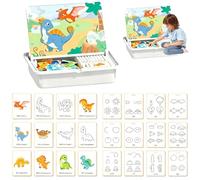 Magnetic Face Puzzle - Creative Double-Sided Magnetic Dress-Up Game for Preschoolers, Travel-Friendly Educational Learning Game with 70+ Pieces and 12 Pattern Cards (D)