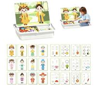 Magnetic Face Puzzle - Creative Double-Sided Magnetic Dress-Up Game for Preschoolers, Travel-Friendly Educational Learning Game with 70+ Pieces and 12 Pattern Cards (C)