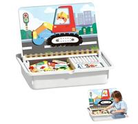 Magnetic Face Puzzle - Creative Double-Sided Magnetic Dress-Up Game for Preschoolers, Travel-Friendly Educational Learning Game with 70+ Pieces and 12 Pattern Cards (E)