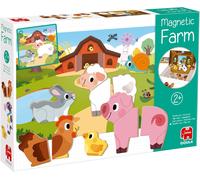 Magnetic Farm-Children's Toy-Early Childhood-Educational Game-Farm Animals-12 Magnetic Wooden Animals in 1,2 or 3 Pieces-To Assemble-10 Model Cards-Suitable for Ages 2 and