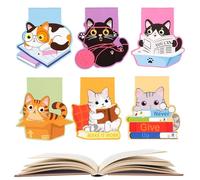 Magnetic Feline Clipset, Paper Page Marker Clips, Cute Animal Reading Tabs, School Library Planner Journal Study Organizer for Academy Chapel Society Archive Reading Corner Diary Scheduler