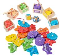 Magnetic Fishing Games For Children,Montessori Sorting Game,Learn Colours And Shapes,Fine Motor Skills,Wooden Baby Toy,Gift For Boys 2,3,4,5 Years,46 Pieces