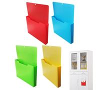 Magnetic Folder Holder - Strong Grip, Side-Loading Document File Case | Fridge Paper Pockets With Clear Label Window, Easy Access For Classroom Office Dorm Kitchen Desk