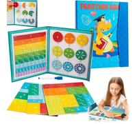 Magnetic Fraction Demonstration Book, Magnetic Fraction Demonstration Book with Tiles, Discs & Bars, Magnetic Fraction Set for Kids Math Teaching Aid, for Classroom, Home (Dragon)