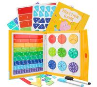 Magnetic Fraction Educational Puzzle, 102 Pcs Magnetic Fraction Puzzle for Kids, Magnetic Fraction Tiles & Fraction Circles, Fractions Manipulatives Learning Games for Elementary School