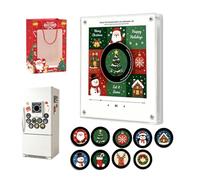 Magnetic Fridge Music Player with 9 NFC Mini Vinyl Records, Christmas Mini Record Player Box with LED Light, Programmable Retro Vinyl Player Decor Gift for Kitchen (C)