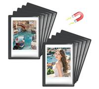 Magnetic Fridge Photo Frames, 10 Pieces Small Magnetic Photo Frame for 10 x 7 cm Photos for Polaroid Instax Mini Magnetic Frames for Fridge Locker Cabinet Black