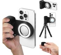 Magnetic Grip For Smartphone,With Removable Wireless Bluetooth Remote,1/4"" Thread,Dimmable Lightening Light,Compatible Iphone Android Selfies,Tiktok,Vlog