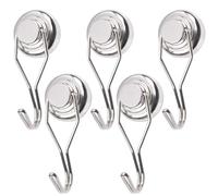 Magnetic Hooks - 5 Pack Metal Strong Magnets With 360 Degree Rotation | Versatile Storage Organizer | Hanging Solution | Heavy Duty Household Utility Tool | Space Saving Wall Mounted Accessories