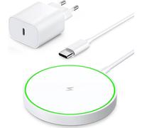 Magnetic Induction Charger For Iphone,15w Fast Charger Compatible With Apple Magsafe,White Wireless Charger For Iphone And Airpods,Charging Station For Apple,With Pd 20w Plug