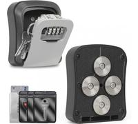 Magnetic Key Box for Under Car, Waterproof Combination Lock Box with Strong Magnets, Resettable 4-Digit Code Holder