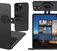 Magnetic Laptop Stand, 110° Extension Foldable and 180° Adjustable Side Stand for Mobile Phone, Compatible with MagSafe iPhone 16 15 14 13 12 Series, Black