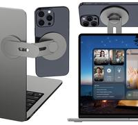 Magnetic Laptop Stand, 110° Extension Foldable and 180° Adjustable Side Stand for Mobile Phone, Compatible with MagSafe iPhone 16 15 14 13 12 Series, Grey