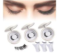 Magnetic Lashes, Magnetic Eyelashes With Applicator, Quick Easy Safe No Glue or Liner Needed (Simple, 3 PCS)