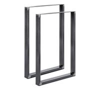 Magnetic Mobel Lot de 2 Pieds de Table en métal pour Bureau, Table à Manger, Pieds de Meubles, Support de Table, Patins de Table, 50 x 100 cm, Acier Brut avec Vernis Transparent - Profil 6 x 2 cm