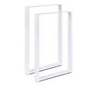 Magnetic Mobel Lot de 2 Pieds de Table en métal pour Bureau, Table à Manger, Pieds de Meubles, Support de Table, Patins de Table, 60 x 40 cm, Blanc - Profil 6 x 2 cm