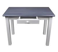 Magnetic Mobel Table à Manger avec Tiroir Table de Cuisine Table Restaurant Bois de Pin Massif (60x80, Gris/Bleu)