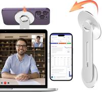 Magnetic Mobile Phone Holder For Laptop [180° Continuity Adjustable] Compatible With Magsafe Iphone 16 15 14 13 12 Series For Ios 16 17 And Macos 13 Ventura ¿ Silver