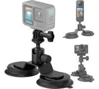 Magnetic Mount - Compatible with GoPro, DJI Action, Insta360 X4 / X3 / Ace Pro & Action Cameras - 1/4"" Screw Adapter, 360° Ball Head, Magnetic Design & Strong Suction Cup Sillicone