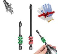 Magnetic Phillips Bit Set with Spring, Spring Impact Non-slip Hexagonal Electric Screwdriver Bit, One Push to Eject Quickly, No More Slipping of Saw Teeth, Double Layer Impact Resistance (65+110mm)