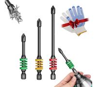 Magnetic Phillips Bit Set with Spring, Spring Impact Non-slip Hexagonal Electric Screwdriver Bit, One Push to Eject Quickly, No More Slipping of Saw Teeth, Double Layer Impact Resistance (3PCS)