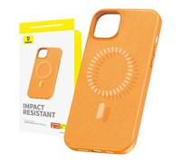 Magnetic Phone Case For Iphone 15 Plus Baseus Fauxther Series (orange